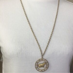 Vintage CELEBRITY NY Leo Zodiac Gold Tone Open Work Pendant signed Piece